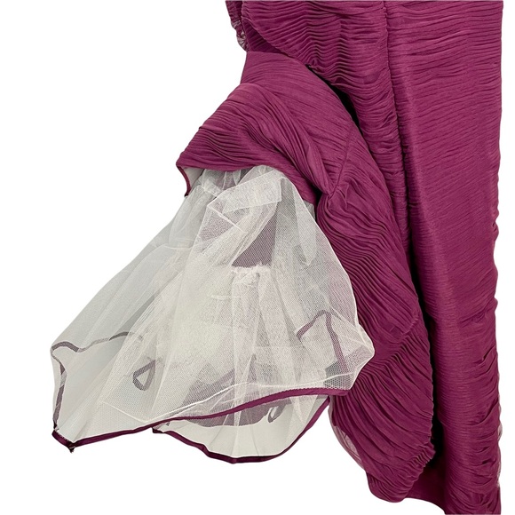 IVONNE D BY MON CHERI RASPBERRY 1 SHOULDER RUCHED TULLE SWEETHEART TRUMPET GOWN - Picture 10 of 15